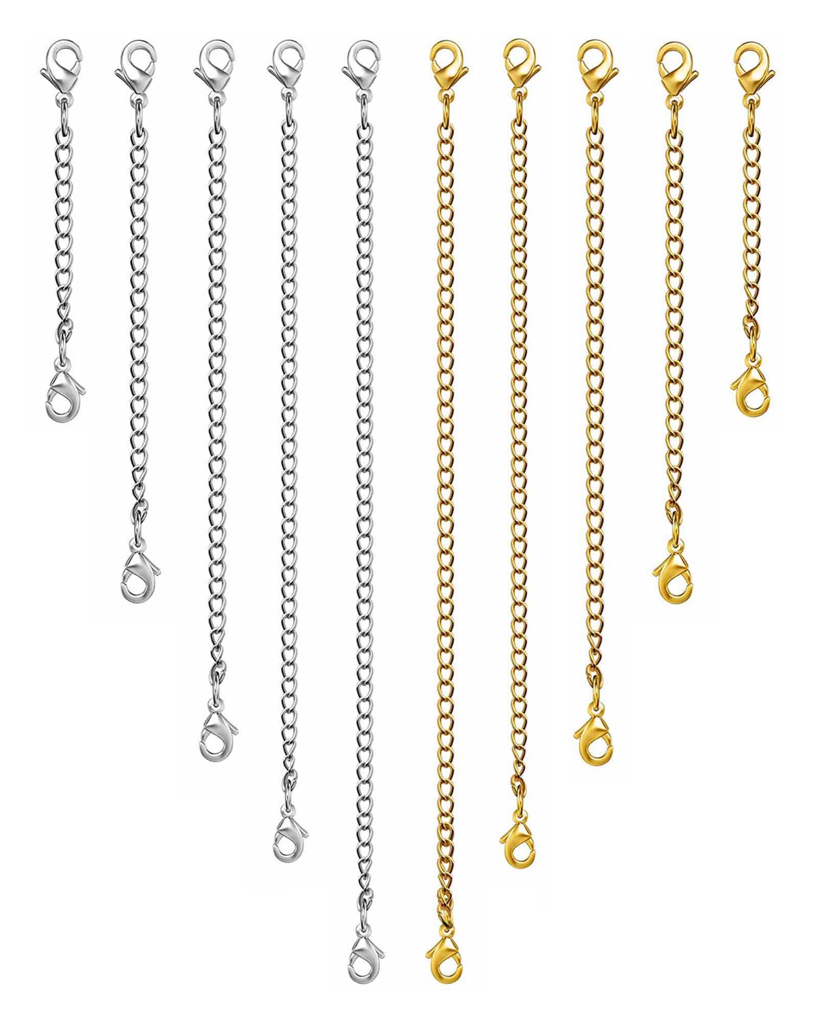 OHINGLT Necklace Extender 10Pcs Chain Extenders for Necklaces Bracelet, 14K Gold