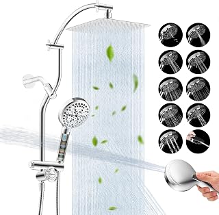 Hibbent 10'' All Metal Showerhead Combo & 10 Mode Filtered Handheld, Chrome