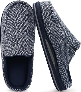 ONCAI Mens Clog Slippers with Arch Support Stripe Faux Fur Cotton-Blend High-Density Memory Foam Warm House Slippers Slip-on Indoor Outdoor Rubber Sole Size 6-15