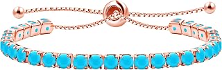 Uloveido Tennis Bracelet Adjustable Bolo Clasp for Girls Women Hypoallergenic Purple Pink Blue Green Cubic Zirconia Bracelets Gift Y4043