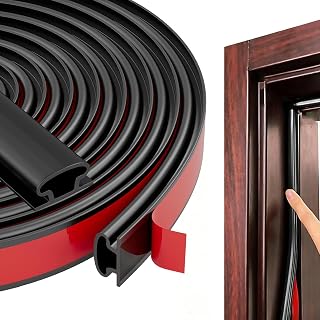 Black Rubber Weather Stripping Door Seal Strip, D Shape Door Weather Seal Strip, Self-Adhesive Soundproofing Frame Insulation Tape for Doors Frame/Window Seal,Blocks Cold Drafts Noise
