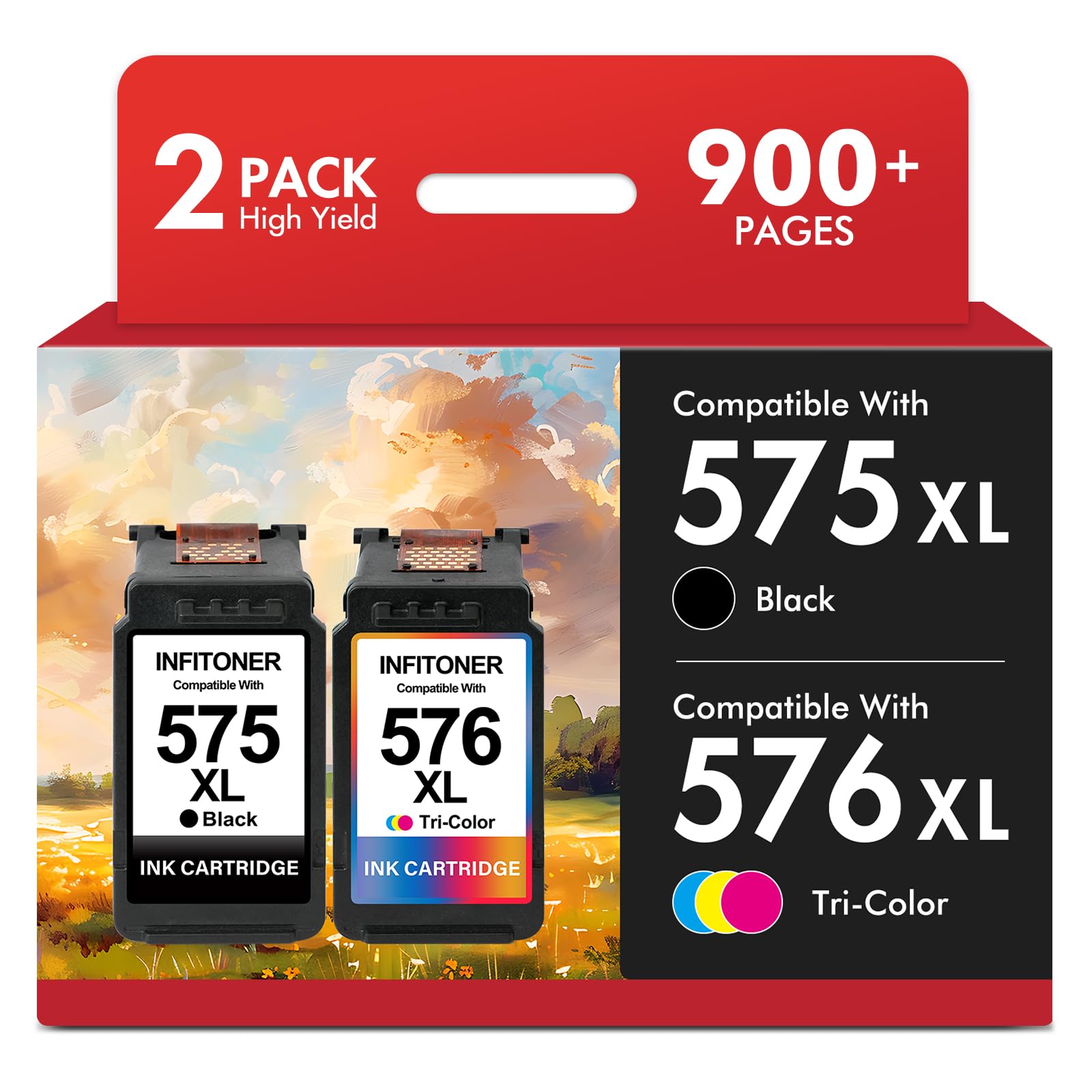 575 576 TS3750i TR4755i Ink Cartridges XL Compatible for Canon PG-575 CL-576 PG-