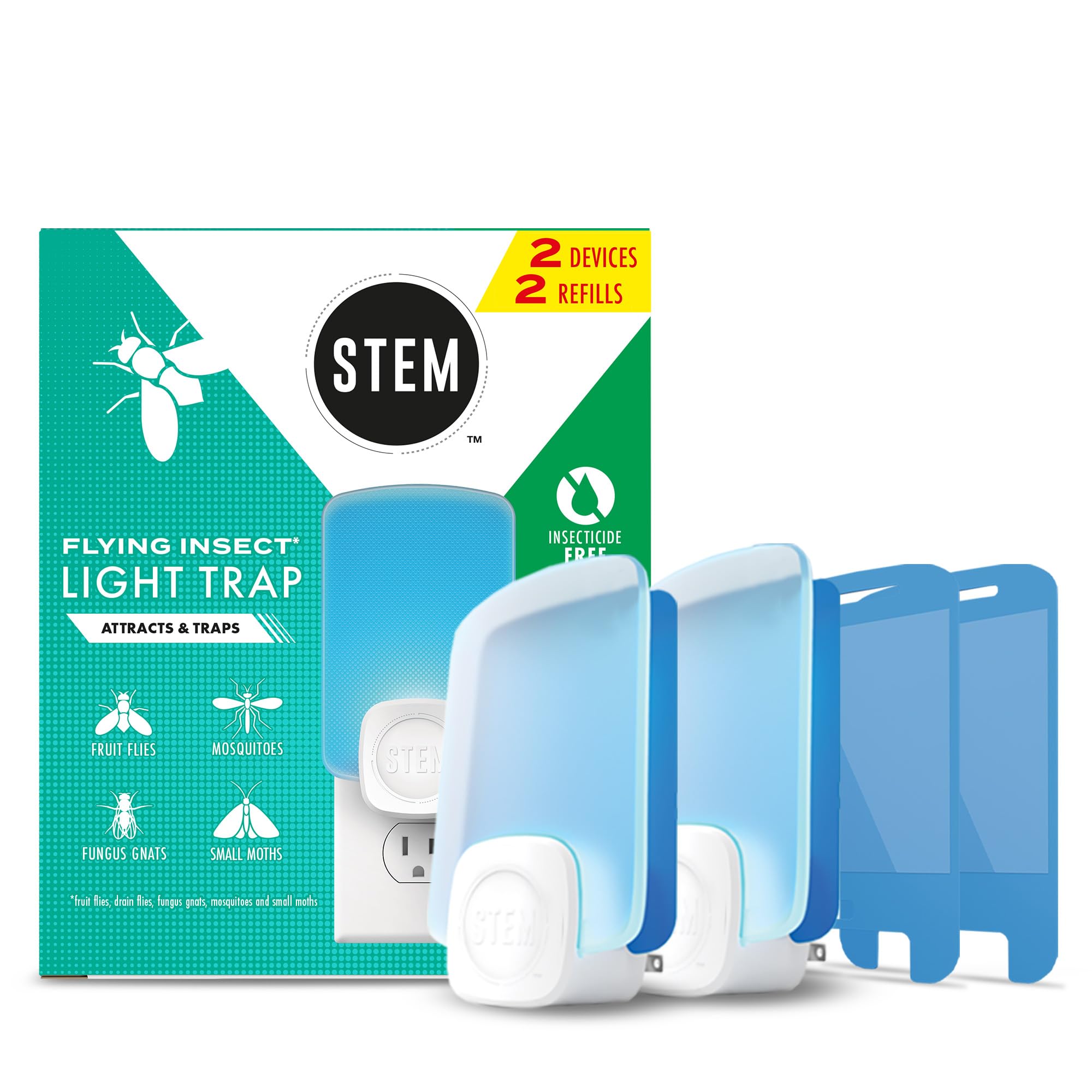 STEM Flying Insect Light Trap, 2 Devices + 2 Cartridges | 2 Plug-In Devices + 2 