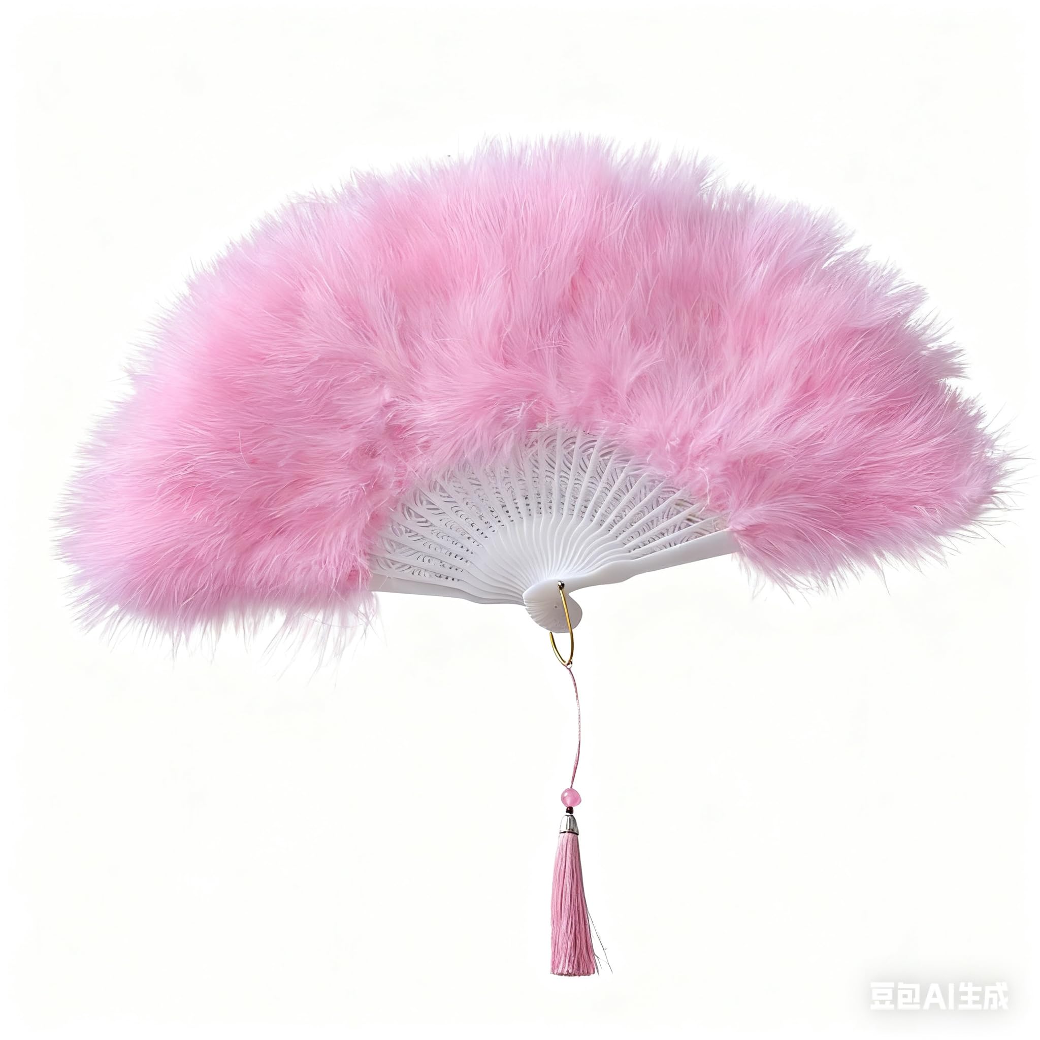 zahraim 25 Ribs' Big Marabou Feather Hand Fan 52cm, 20.4" Folding Flapper Hand H