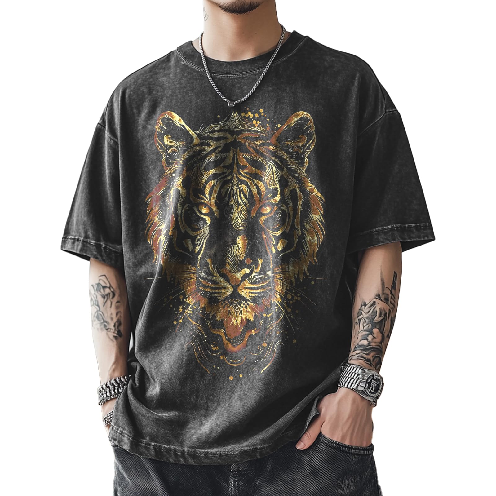 domirica Mens Graphic T-Shirts 90s Rock Summer Big and Tall Workout Breathable Q