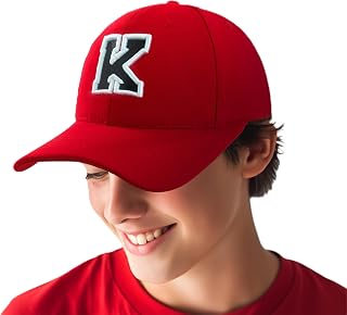 4sold Boy Girl 3D Embroidery Alphabet Children School A-Z Adjustable Baseball Cap Red Black Letter Caps Children Sports Hat