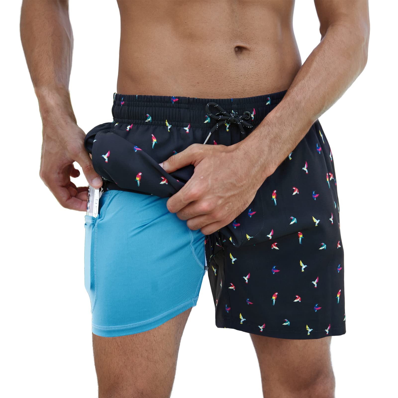 Arcweg Mens Boys Swimming Trunks Swim Shorts with Liner Compression 2 in 1 Quick