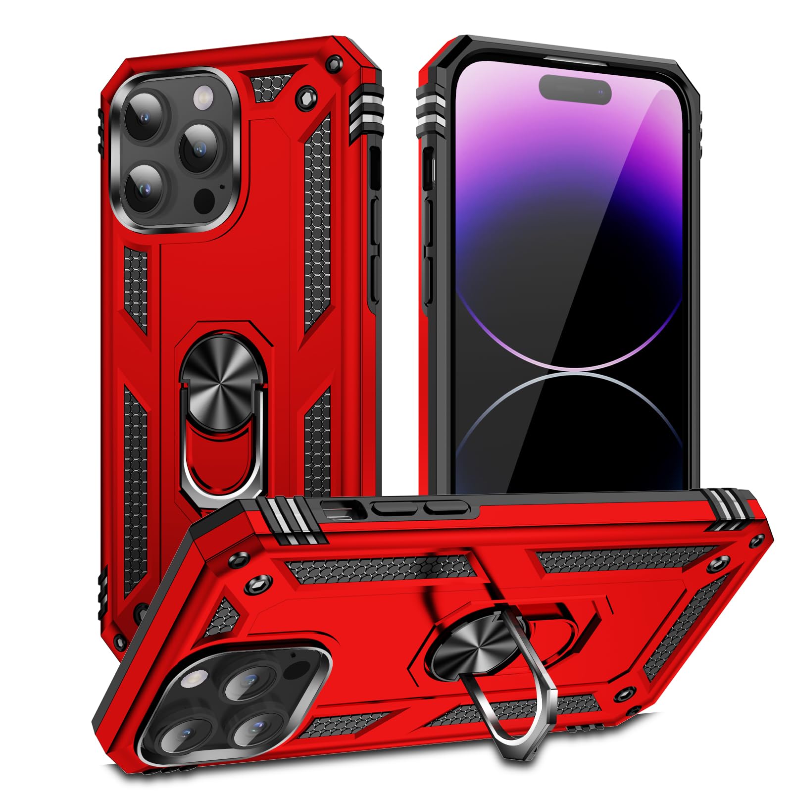 Korecase Case for iPhone 15 Pro Max with Kickstand, Red