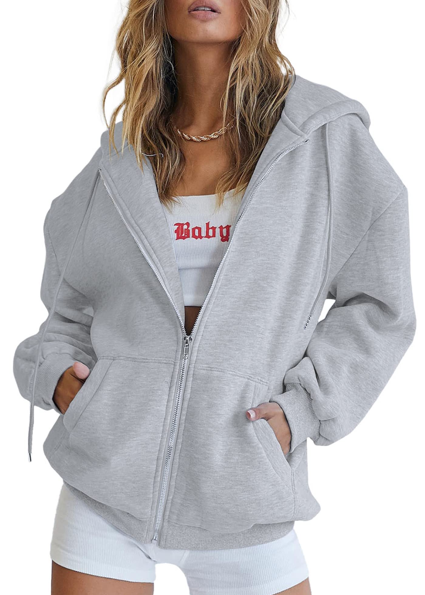 PRETTYGARDEN Women's 2025 Zip Up Y2K Hoodies Casual Long Sleeve Sweatshirts Fall