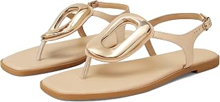 Flip-Flops for Women Thong Sandals Flat Slip on Slides Beach Comfort Open Square Toe Ladies Slipper Dressy Metal Hardware Decoration Summer Shoes Casual Fashion