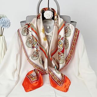 Square Hair Scarf, Printed Hair Scarf, Satin Headscarf for Women