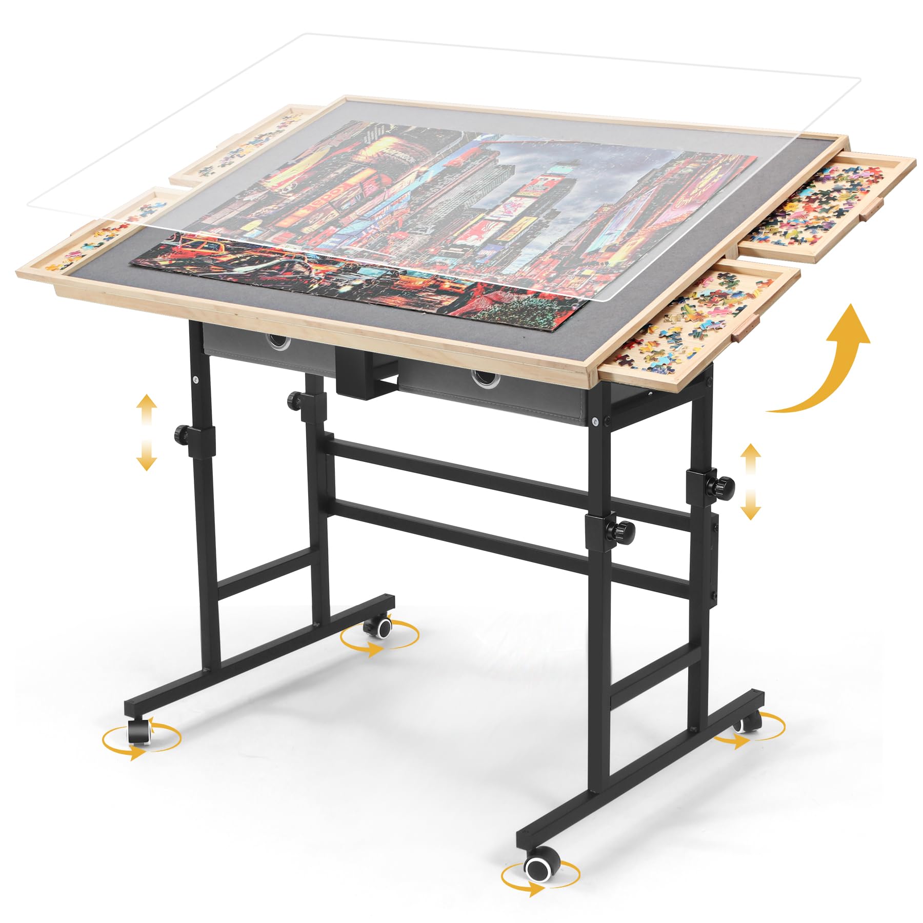 BuilderButler Puzzle Table 1500 Pieces with Wheels, Drawers & Cover, 33.58"x24.9
