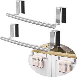 KES Over the Door Towel Rack for Kitchen Hand Towel Holder, 2 Pack Over Cabinet Towel Bar Hang on Inside or Outside of Doors, SUS304 Stainless Steel Brushed Finish, KTH200S26-2-P2