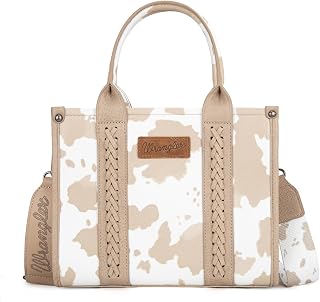 Wrangler Tote Bag for Women Western Leopard Print Purse Boho Top Handle Satchel Handbag with Signature Strap