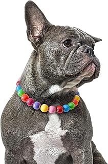 JOGIA Rainbow Beaded Dog Collar – Colorful Adjustable Decorative Collar for Small, Medium & Large Dogs