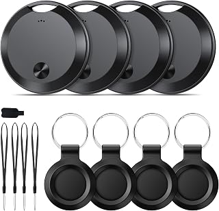 Smart Tracker Tags 4 Pack for Android & iOS, Bluetooth Tracker Tags Compatible with Apple Find My & Google Find Hub(4 Black)