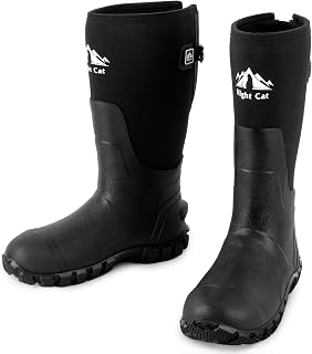 Night Cat Hunting Boots for Men: Waterproof Neoprene Rain Boots with Adjustable Calf Durable for Hunting Farming Fishing Anti-slip Outdoor Use Size 7 to 14