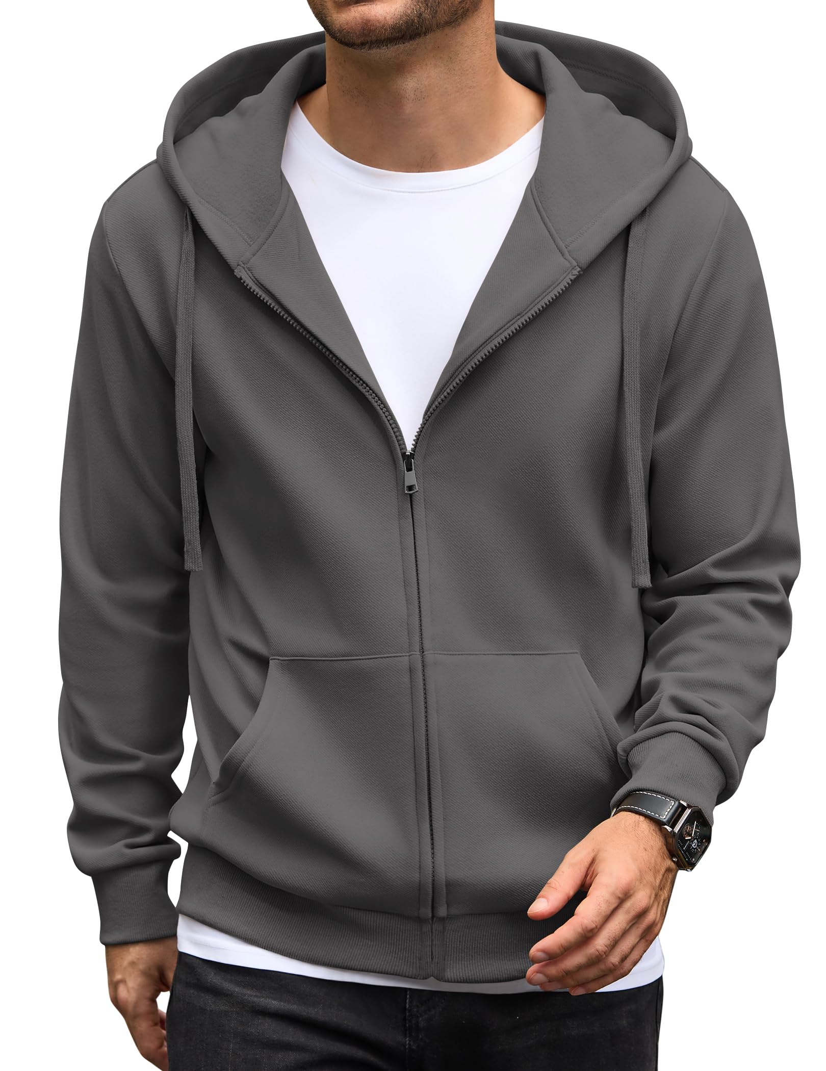 COOFANDY Men's Fleece Full Zip Hoodie