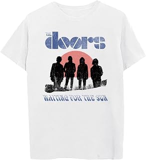 The Doors Unisex Adult The Doors Official Merch Waiting for The Sun T-Shirt, White
