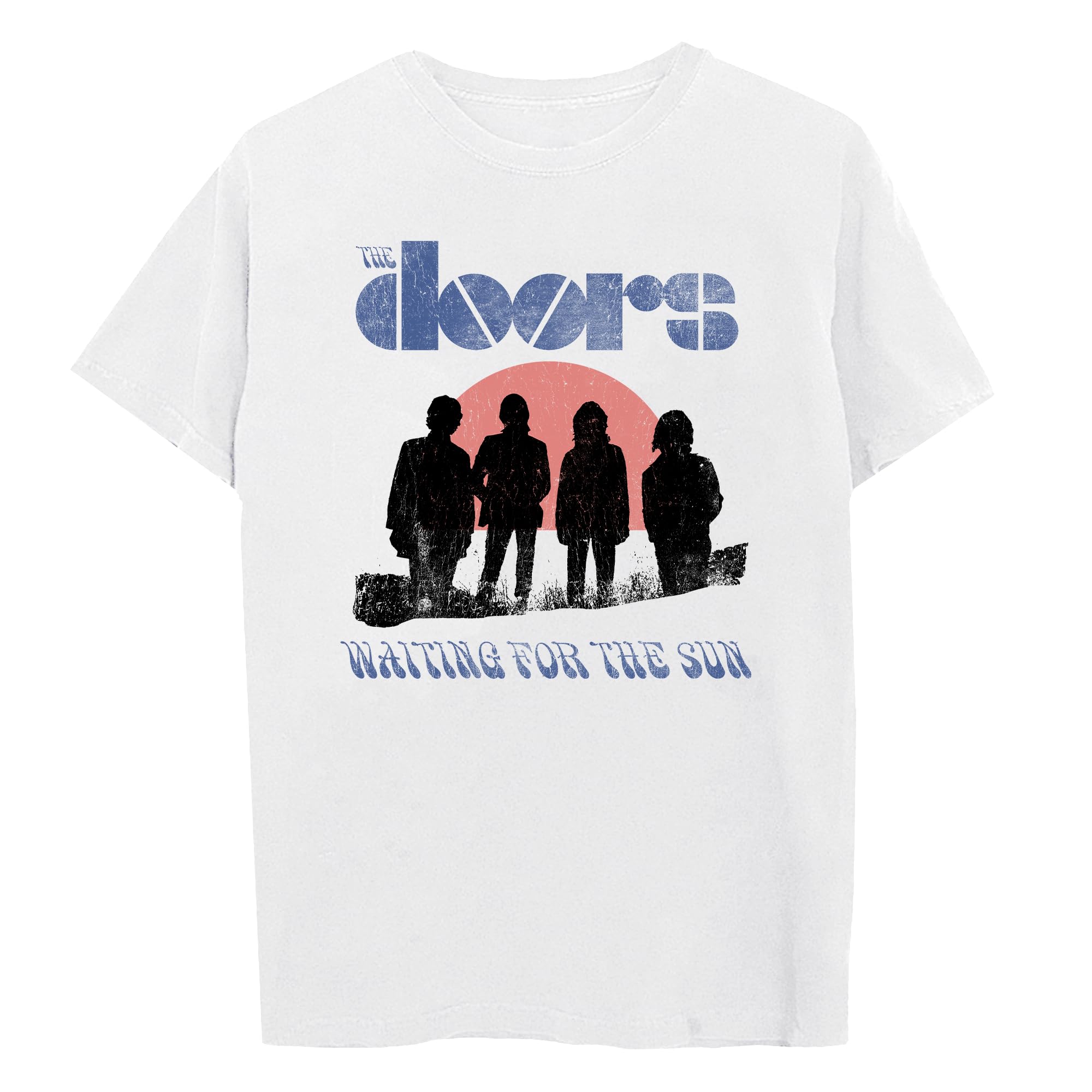 The Doors Unisex Adult The Doors Official Merch Waiting for The Sun T-Shirt, Whi
