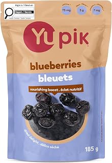Yupik Dried Blueberries, 185 g, Gluten-Free, Kosher, Whole Berries, No Sulphites, Dried Fruits, Healthy Snacks, Source of Vitamin C