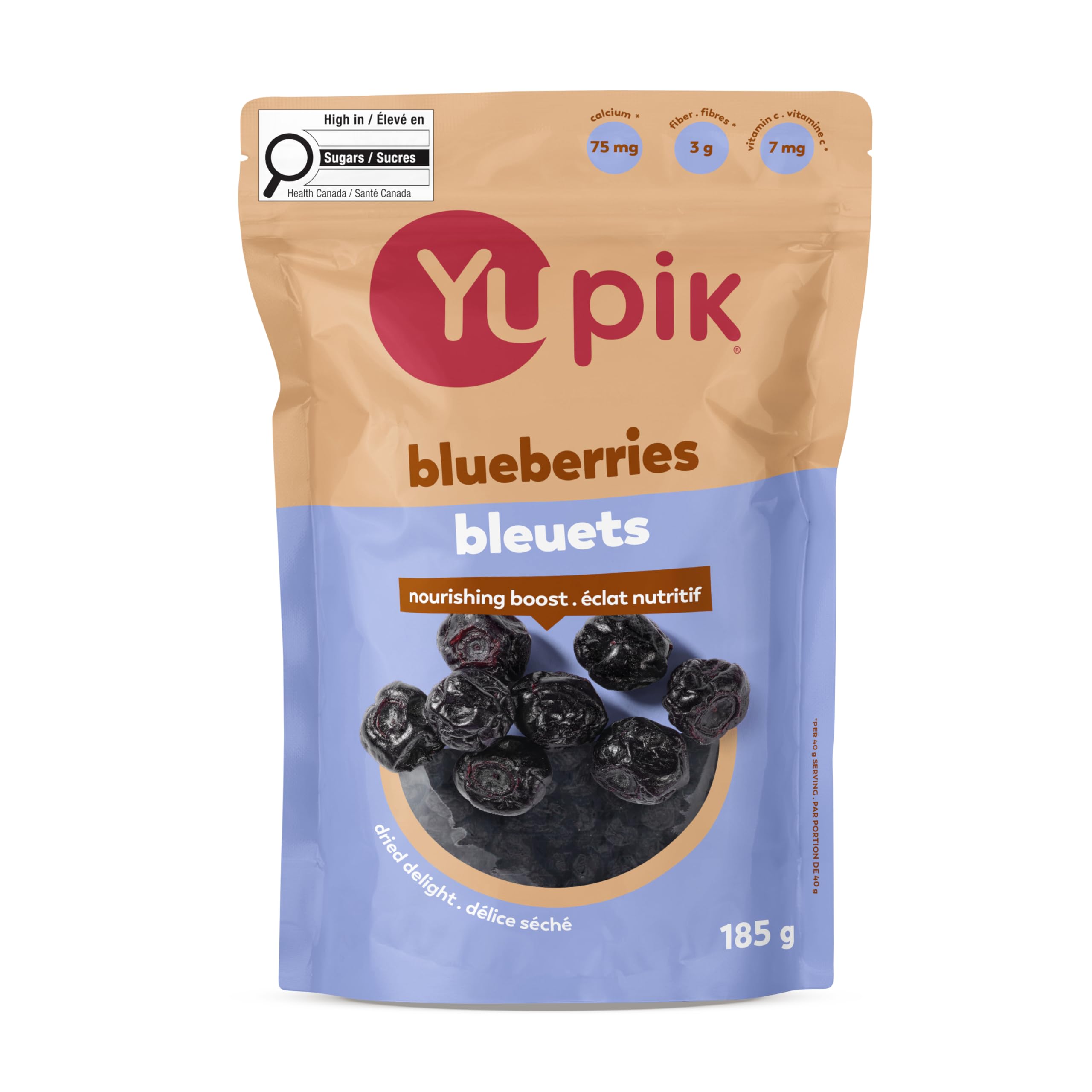 Yupik Dried Blueberries, 185 g, Gluten-Free, Kosher, Whole Berries, No Sulphites