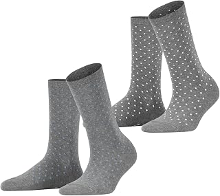 Esprit Women's Fine Dot 2-Pack Breathable Socks Sustainable Organic Cotton Fine Reinforced Soft Flat Toe Stitching Fancy Polka Dot Pattern Multipack 2 Pairs