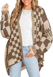 Saodimallsu Womens Checkered Cardigan Sweater