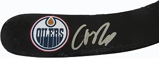 Connor McDavid Autographed Edmonton Oilers Logo Black Stick Blade W/PROOF, Picture of Connor Signing For Us, Edmonton Oilers, Team Canada, 2015 NHL Draft, Top Prospect