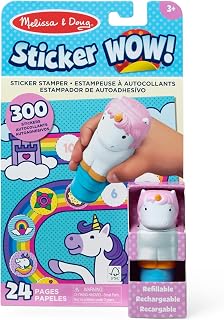 Melissa & Doug Sticker Wow!™ 24-Page Activity Pad and Sticker Stamper, 300 Stickers, Arts and Crafts Fidget Toy Collectible Character – Unicorn - for Kids Ages 3+ - FSC Certified