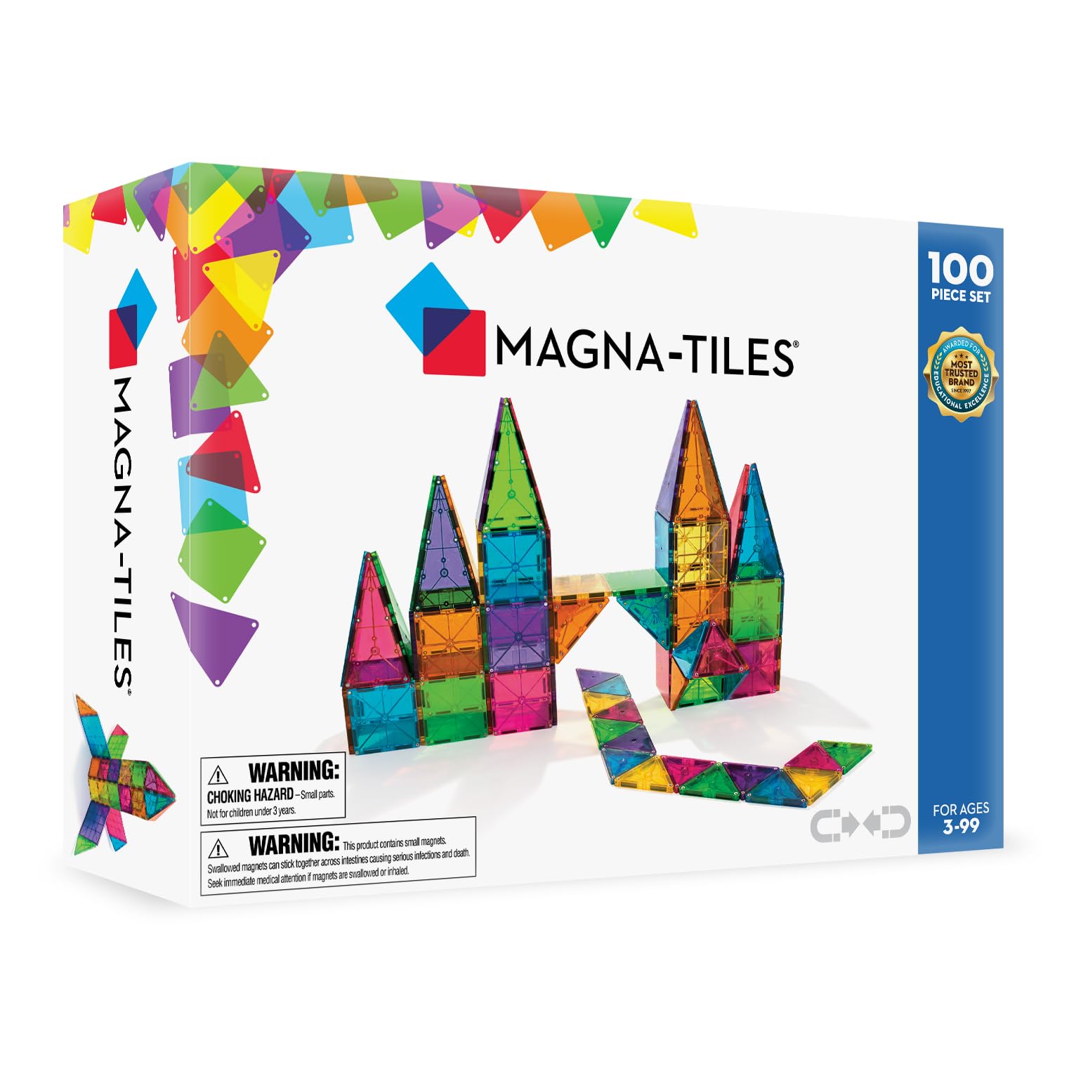 MAGNA-TILES Classic 100-Piece Magnetic Construction Set, The Original Magnetic B