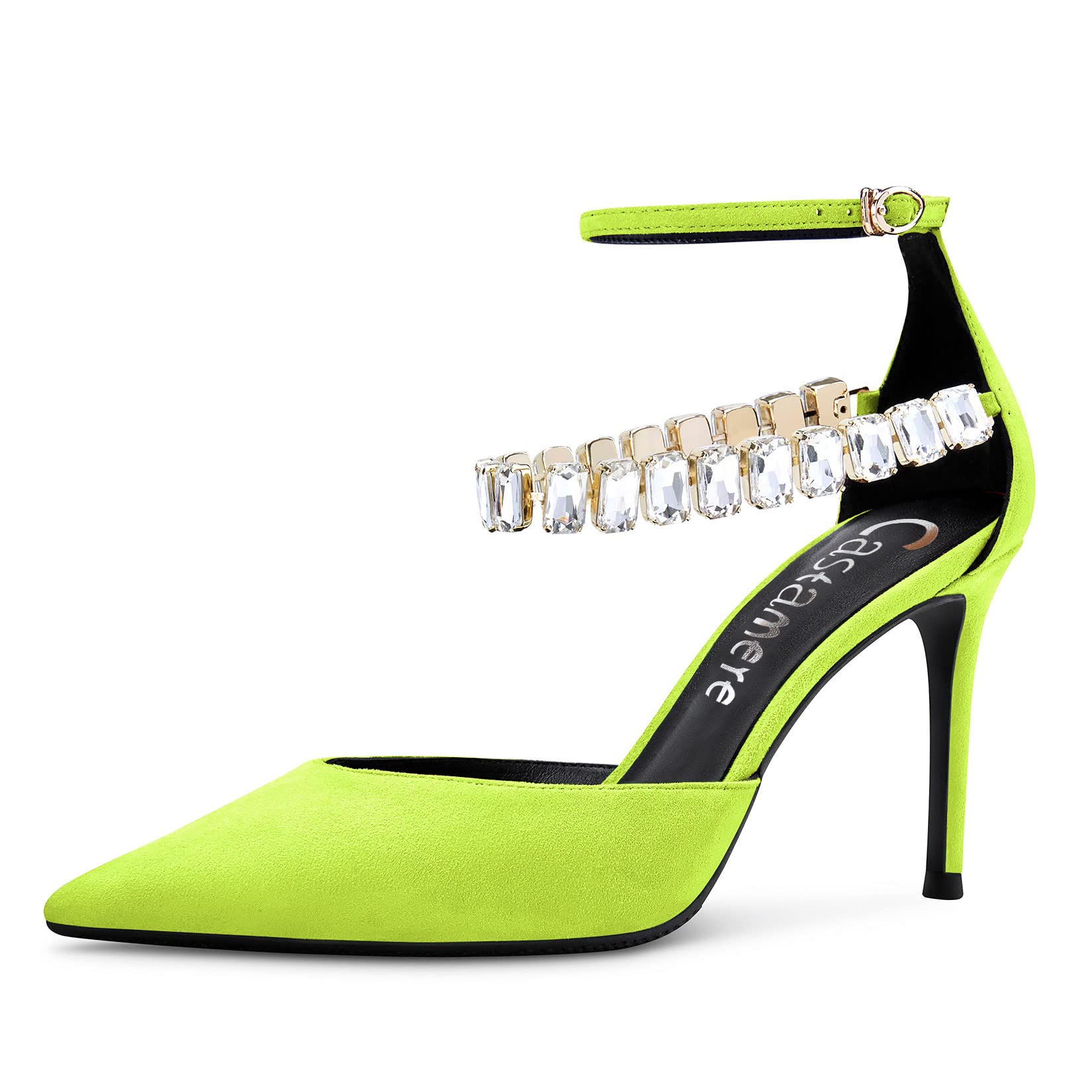 Castamere Women's High Heel Heel Ankle Straps Diamond Crystal Pointed Toe Sandal