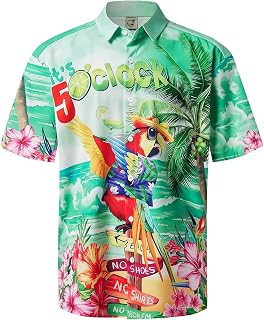 Hardaddy Men's Summer Hawaiian Shirt with Funny Print and Buttons