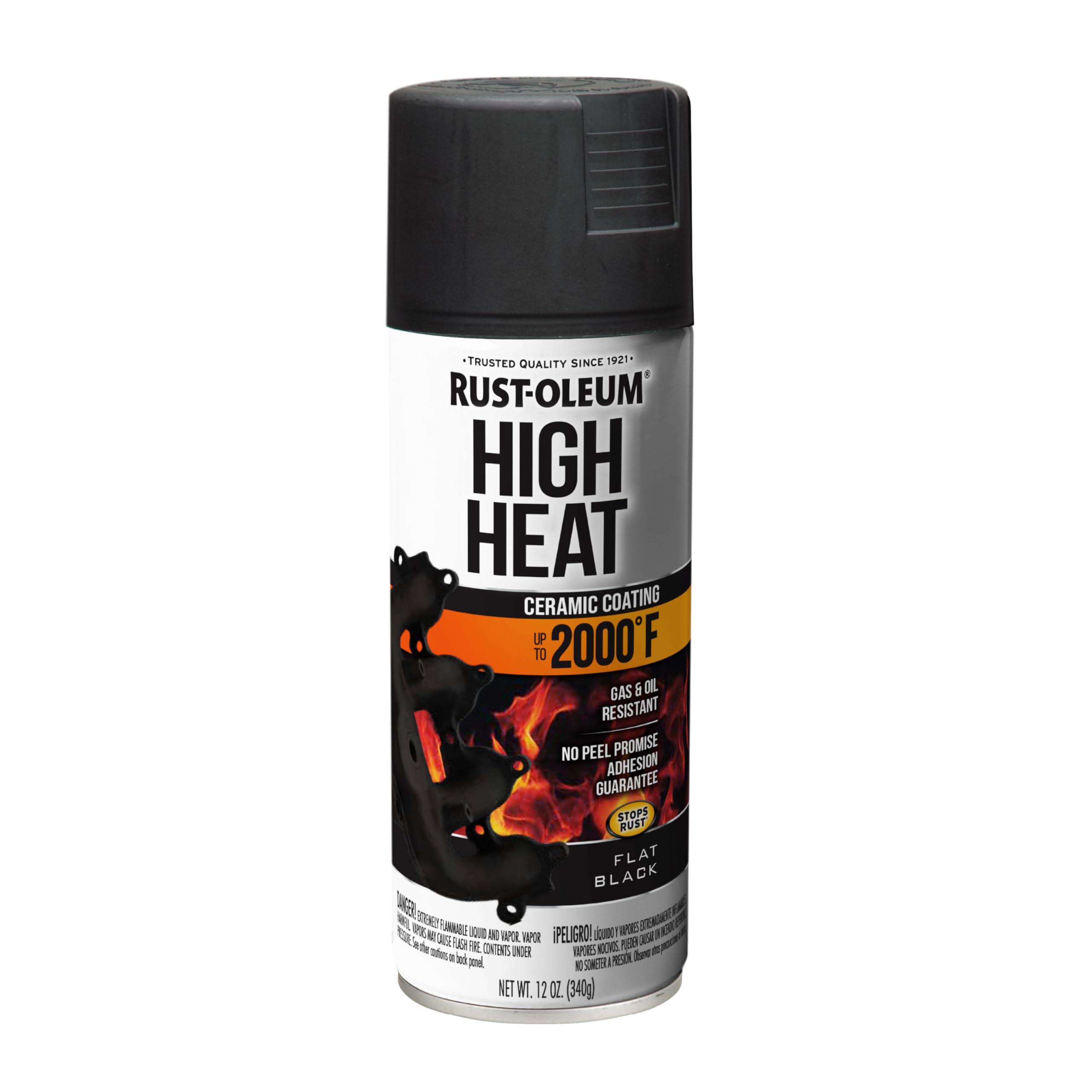 Rust-Oleum Automotive High Heat Spray Paint, Flat Black | Heat Resistant to 2000