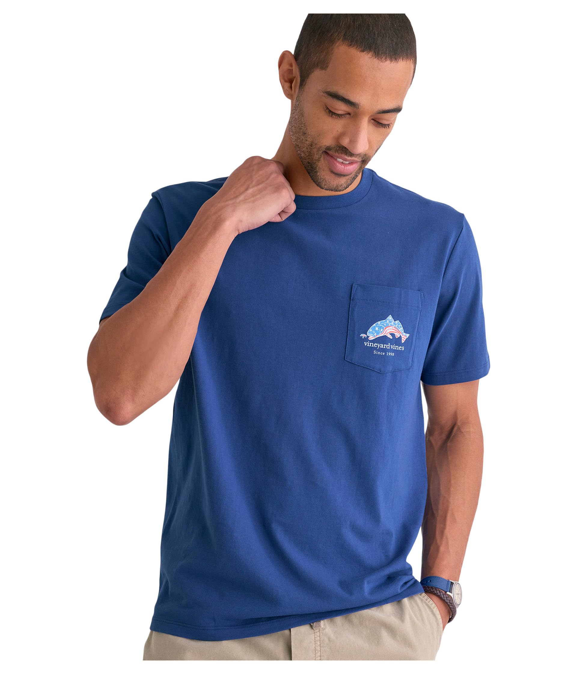 vineyard vines Flag Red Fish Short Sleeve Pocket Tee