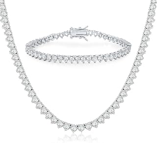 MDFUN 4mm Tennis Necklace Bracelet Jewelry Sets