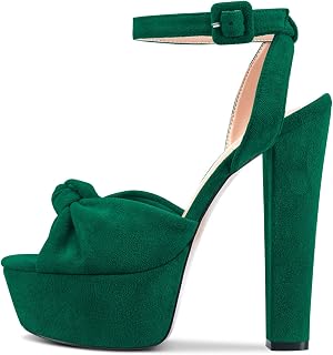 Castamere Women's High Chunky Wide Platform Heel Open Toe Strap Ankle Knot Bow Sandals
