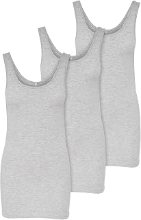 ONLY Set of 3 Tops for Women Basic Tank Tops White, Black, Grey, Blue, Cream T-Shirt Long Woman Summer T-Shirts 15201465