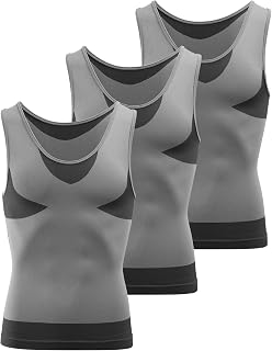 MEETWEE Men's Compression Tank Top, Short Sleeve Dry Shirt Sleeveless Shaping and Slimming Body Shaper Tee Shirt Runnig Sports Fitness