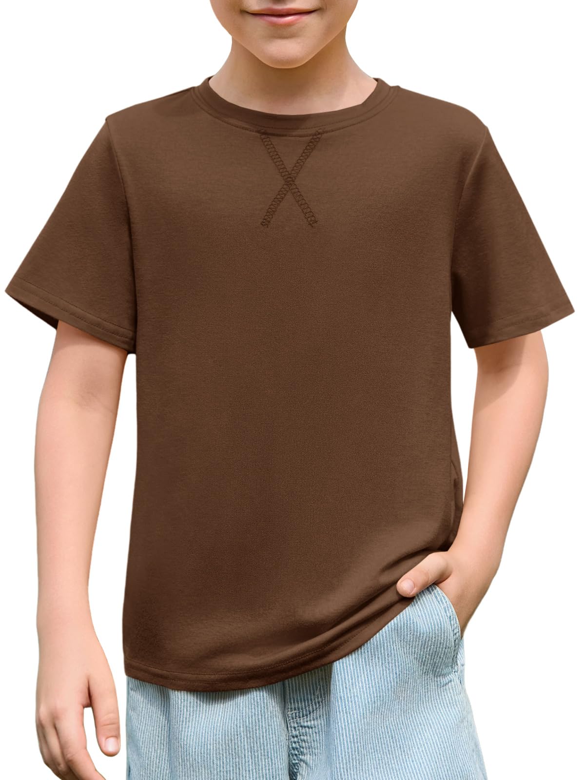 Haloumoning Kids Summer Short Sleeve Crew Neck T-Shirt 5-14 Years