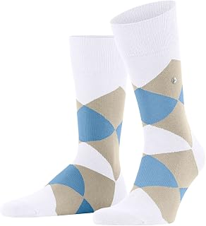 Burlington Men's Clyde Socks Breathable Cotton with Flat Seam Pressure-free Toe Argyle Fashionable One-SIZE-FITS-ALL as a Gift 1 Pair