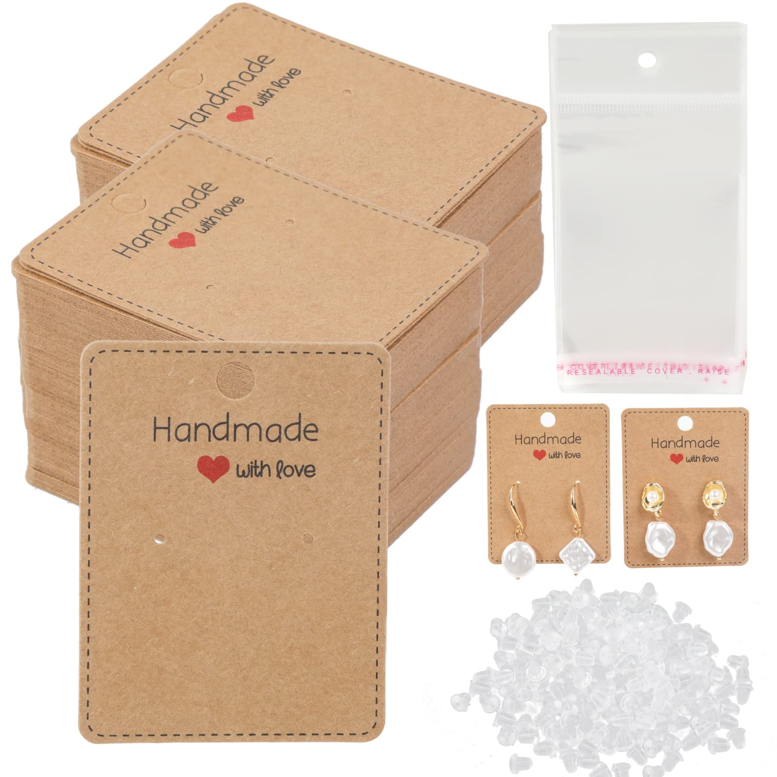 Femtindo 150 Pack Earring Cards for Jewelry Packaging DIY Earrings Holder Displa