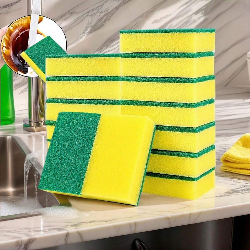 12 Pieces Kitchen Cleaning Sponges, Double-Sided Sponge Anti-Scratch Long Lastin