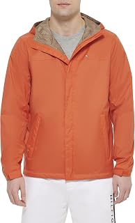 Tommy Hilfiger Men's Lightweight Breathable Waterproof Hooded Rain Jacket Raincoat