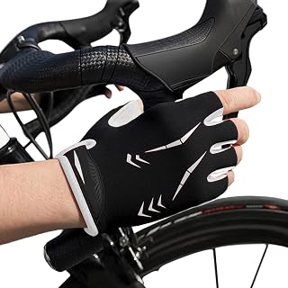 Microfiber Cycling Gloves with Gel Padding and Anti-Slip Grip – Half-Finger Design for Breathable Comfort (Red,M)