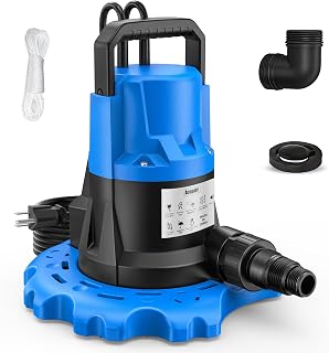Acopair 1 HP Automatic Cover Pump, 5000 GPH Submersible Pumps with 3/4” Check Valve Adapter & 25ft Power Cord, Water Removal for Pool, Hot Tubs, Rooftops, Water Beds and more