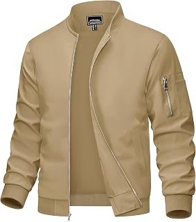 MAGCOMSEN Men's Bomber Jacket with Pockets Lightweight Casual Windbreaker Full Zip Spring Fall Coat