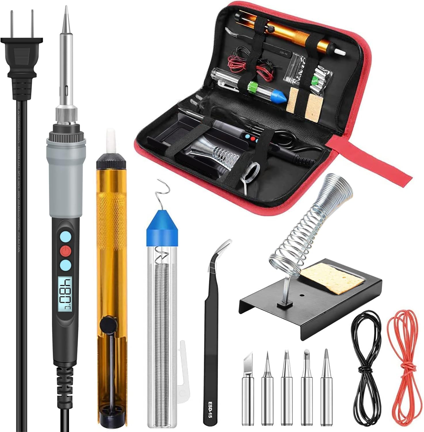 HANDSKIT 90W Soldering Iron Kit with LCD, Adjustable Temperature 180-480°C | 5 A