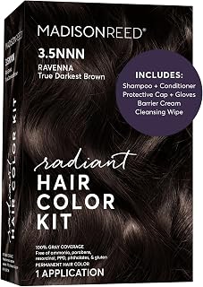 Madison Reed Radiant Hair Color Kit, 3.5NNN Darkest Brown-Black, 1 Pack | 100% Gray Coverage for Resistant Grays, Ammonia-Free, PPD-Free, Dermatologist-Tested, Permanent Hair Dye, Ravenna Brown