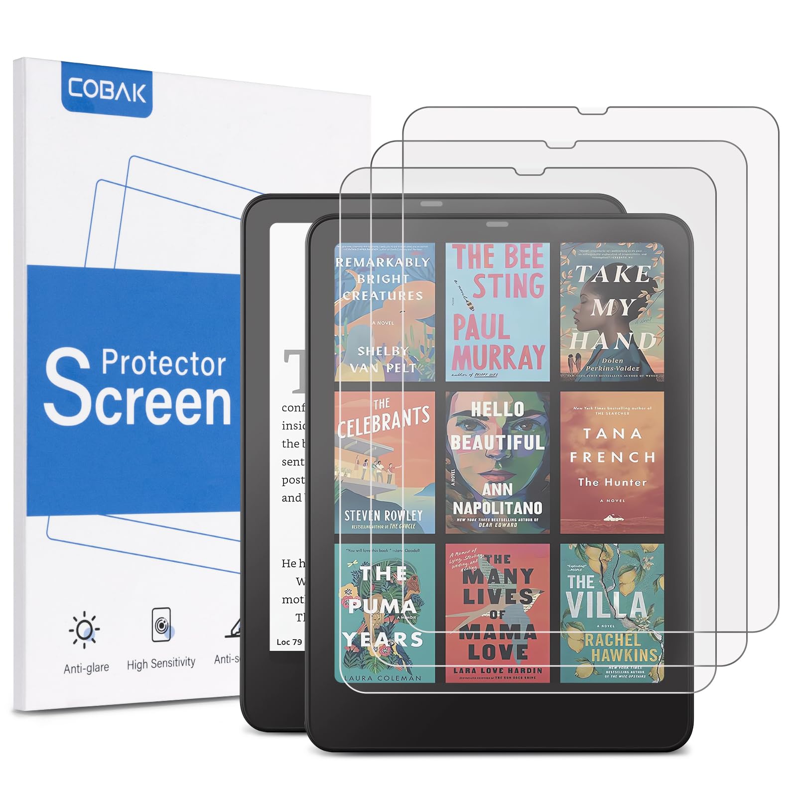 CoBak 3 Pack Screen Protector for 7" Kindle Paperwhite (2024) & Colorsoft | Anti